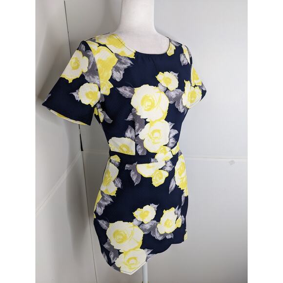 Missguided EUC romper dress skirt floral 10 navy blue yellow white - Picture 13 of 14